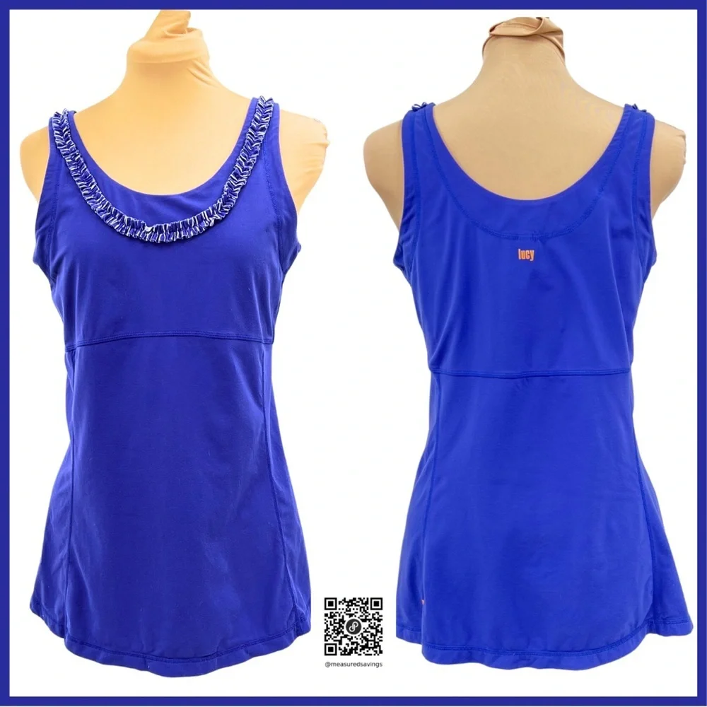 Lucy - (Large) Purple Athletic Tank with Fringe Trim - Picture 1 of 9